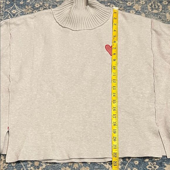 Anthropologie Maeve The Logan Gray Red Heart Modern Boho Pullover Sweater - Picture 14 of 14